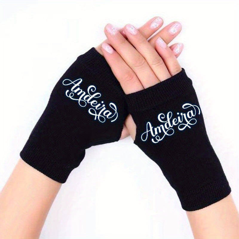 Amdeira Retro Knit Gloves Winter Warm Fingerless Cold Proof Antifreeze