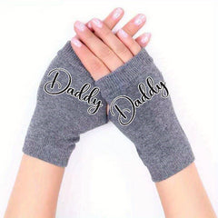 Knitted Fingerless Gloves Elastic Printed Pattern Winter Protection
