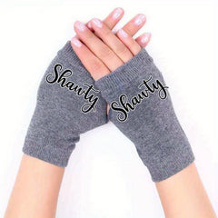 Retro Half Finger Knitted Gloves Winter Unisex Elastic Printed