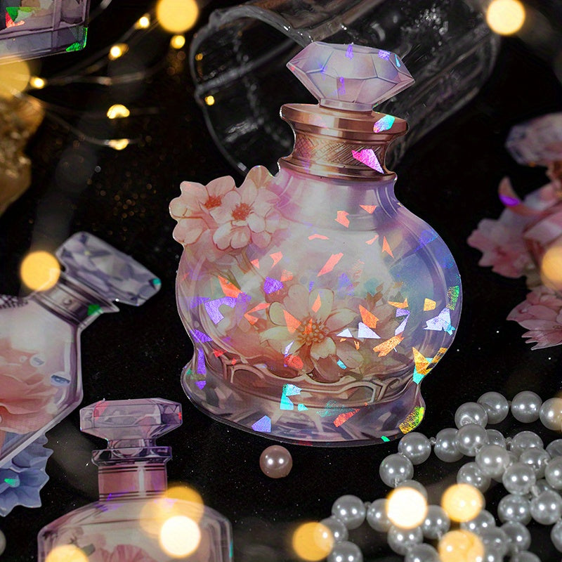 10pcs Shell Light Glass Bottle Stickers Decals, DIY Craft Decorative Art