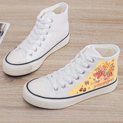 Dragon Print Plush Lined Canvas Sneakers