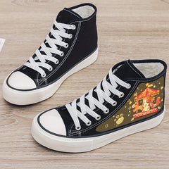 Dragon Print Plush Lined Thermal Chunky Canvas Sneakers