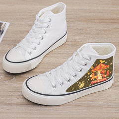 Dragon Print Plush Lined Thermal Chunky Canvas Sneakers