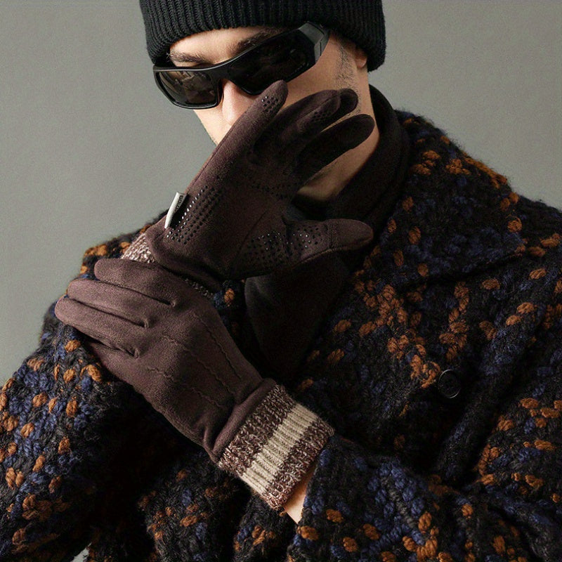 Retro Winter Riding Gloves Cold Wind Proof Thickened