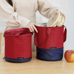 Round Retractable Lunch Box Large Capacity Handheld Bag