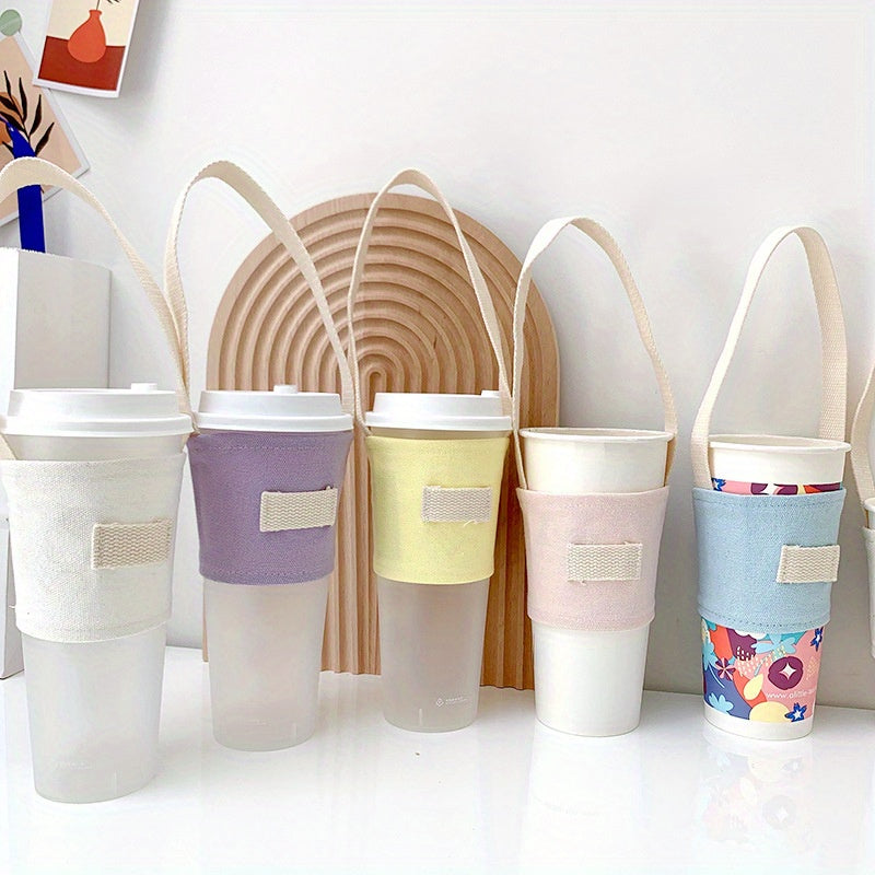 Insulated Cup Canvas Sleeve with Carry Strap - Portable Cup Holder