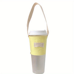 Insulated Cup Canvas Sleeve with Carry Strap - Portable Cup Holder