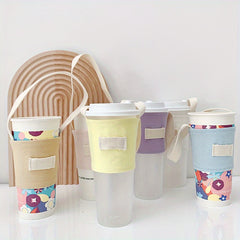 Insulated Cup Canvas Sleeve with Carry Strap - Portable Cup Holder