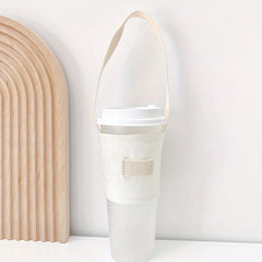 Insulated Cup Canvas Sleeve with Carry Strap - Portable Cup Holder