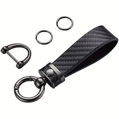 Carbon Fiber Microfiber Leather Keychain
