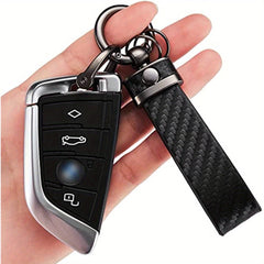 Carbon Fiber Microfiber Leather Keychain