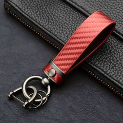 Carbon Fiber Microfiber Leather Keychain
