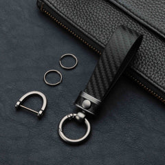 Carbon Fiber Microfiber Leather Keychain