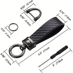 Carbon Fiber Microfiber Leather Keychain