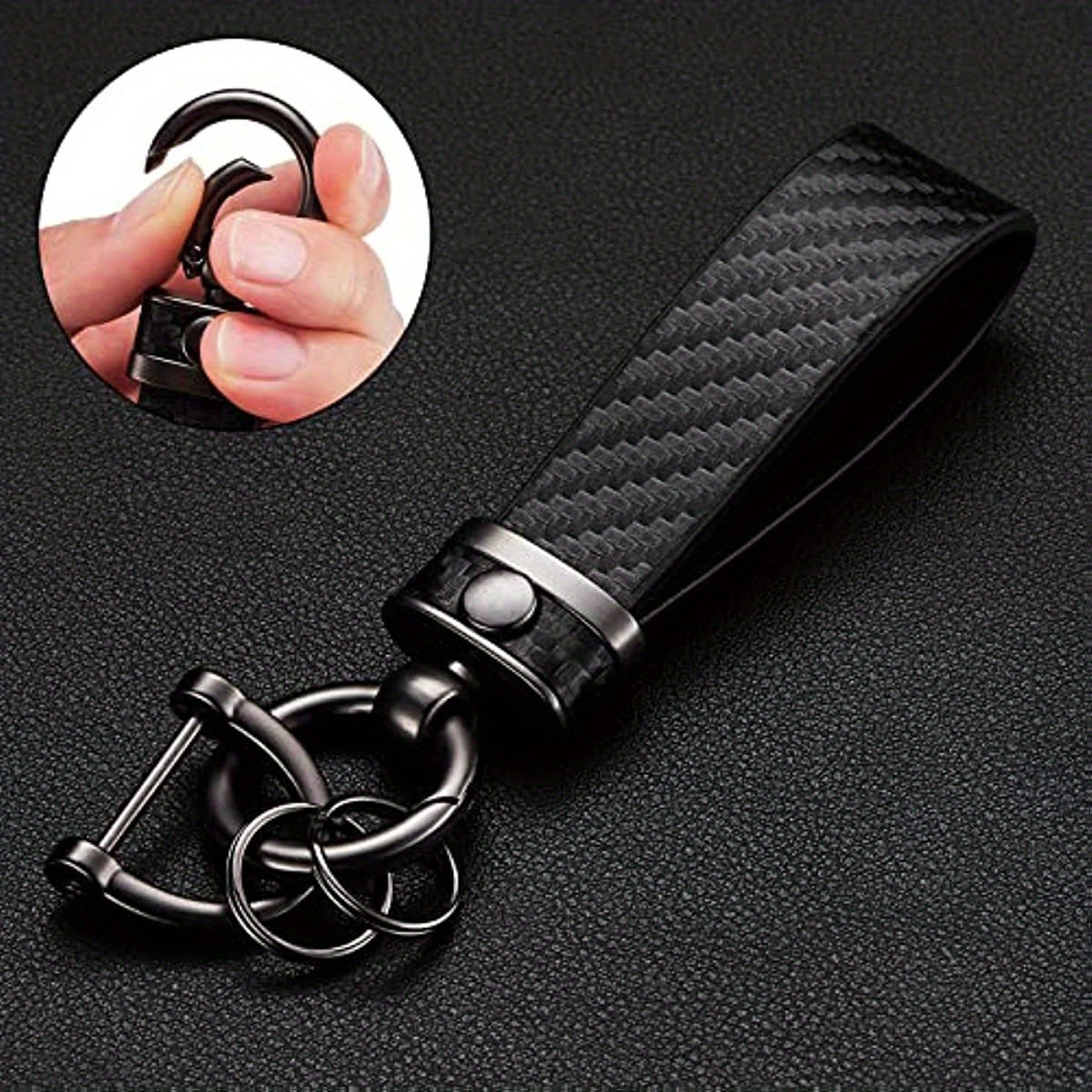 Carbon Fiber Microfiber Leather Keychain