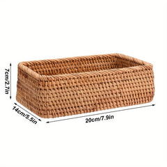 Rattan Braided Storage Basket for Desktop and Coffee Table