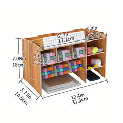 Wooden Pen Holder Desk Storage Shelf Organizer
