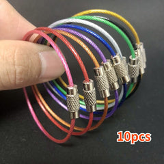 10pcs Stainless Steel Keychain Outdoor Key Holder Key Ring Cable