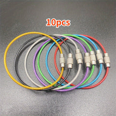 10pcs Stainless Steel Keychain Outdoor Key Holder Key Ring Cable