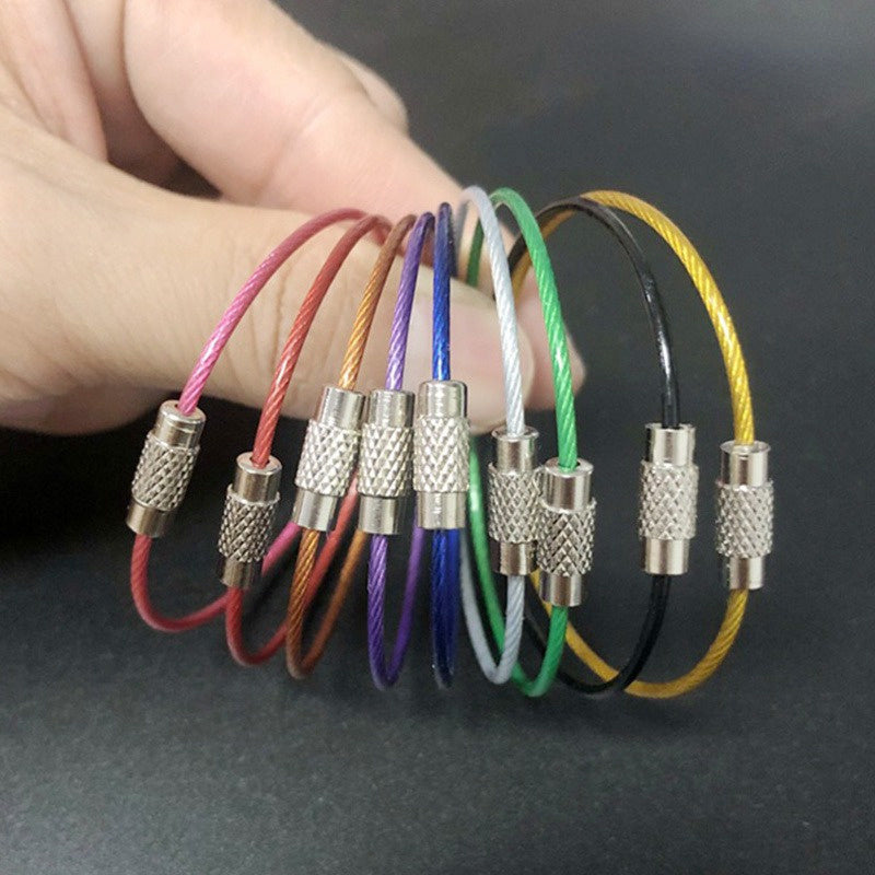 10pcs Stainless Steel Keychain Outdoor Key Holder Key Ring Cable