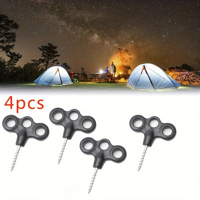 4pcs Luminous Tent Screw Nails - Outdoor Camping Hiking