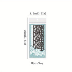 10pcs Lace Theme Border Decoration Stickers Scrapbook Diary Album Decor Clear