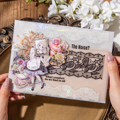10pcs Lace Theme Border Decoration Stickers Scrapbook Diary Album Decor Clear