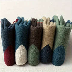 5 Pairs Men's Wool Blend Crew Socks Warm & Cozy for Autumn Winter