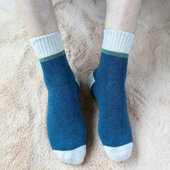 5 Pairs Men's Wool Blend Crew Socks Warm & Cozy for Autumn Winter