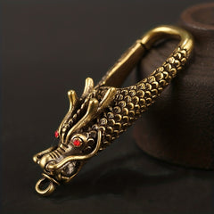 Brass Dragon Head Keychain Retro Zodiac Dragon Men's Key Chain Waist Buckle Car