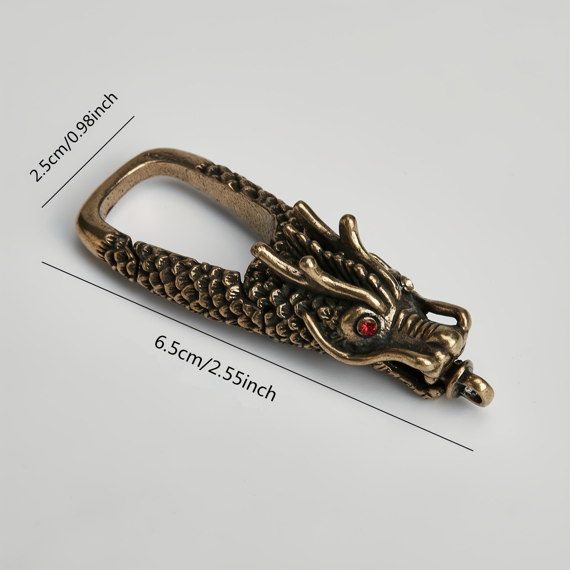 Brass Dragon Head Keychain Retro Zodiac Dragon Men's Key Chain Waist Buckle Car
