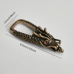 Brass Dragon Head Keychain Retro Zodiac Dragon Men's Key Chain Waist Buckle Car