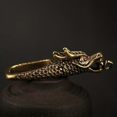 Brass Dragon Head Keychain Retro Zodiac Dragon Men's Key Chain Waist Buckle Car
