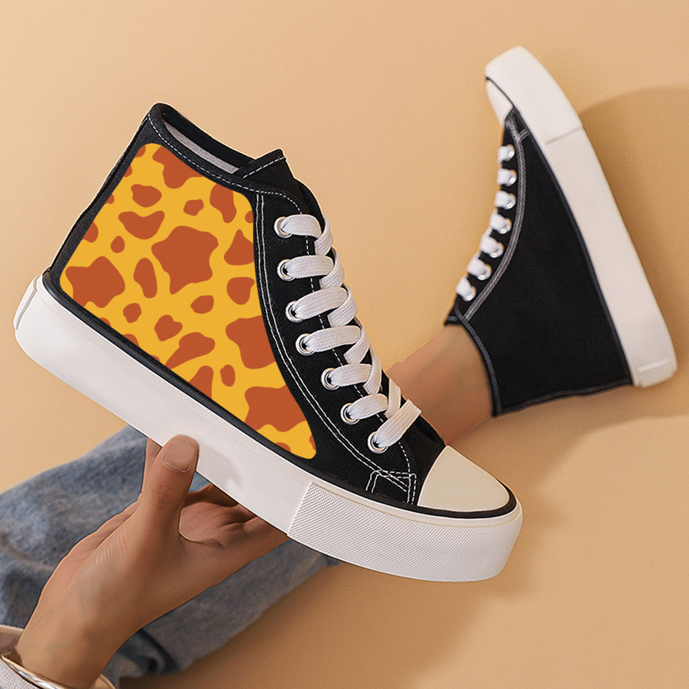 Leopard Chunky Canvas Sneakers Heighten High Top Shoes