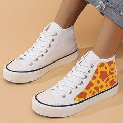 Leopard Chunky Canvas Sneakers Heighten High Top Shoes