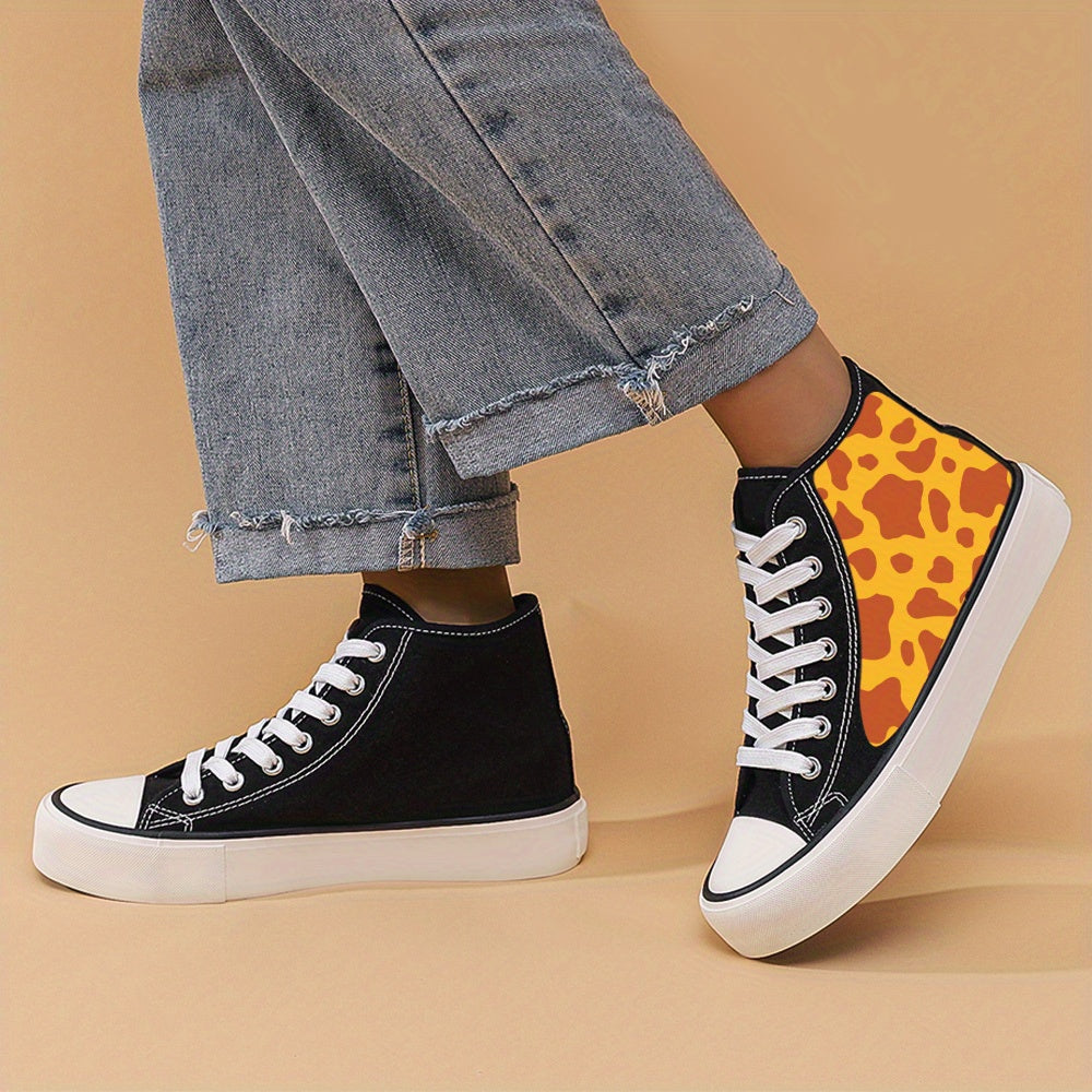 Leopard Chunky Canvas Sneakers Heighten High Top Shoes