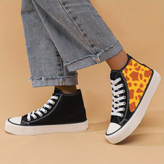 Leopard Chunky Canvas Sneakers Heighten High Top Shoes