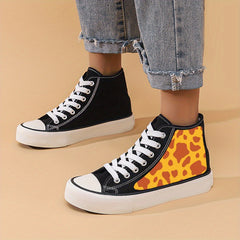 Leopard Chunky Canvas Sneakers Heighten High Top Shoes