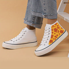 Leopard Chunky Canvas Sneakers Heighten High Top Shoes