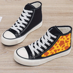 Leopard Print Plush Lined Thermal Chunky Canvas Sneakers