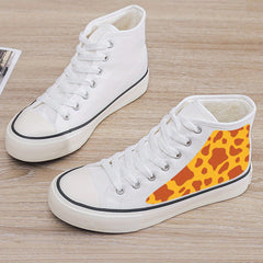 Leopard Print Plush Lined Thermal Chunky Canvas Sneakers