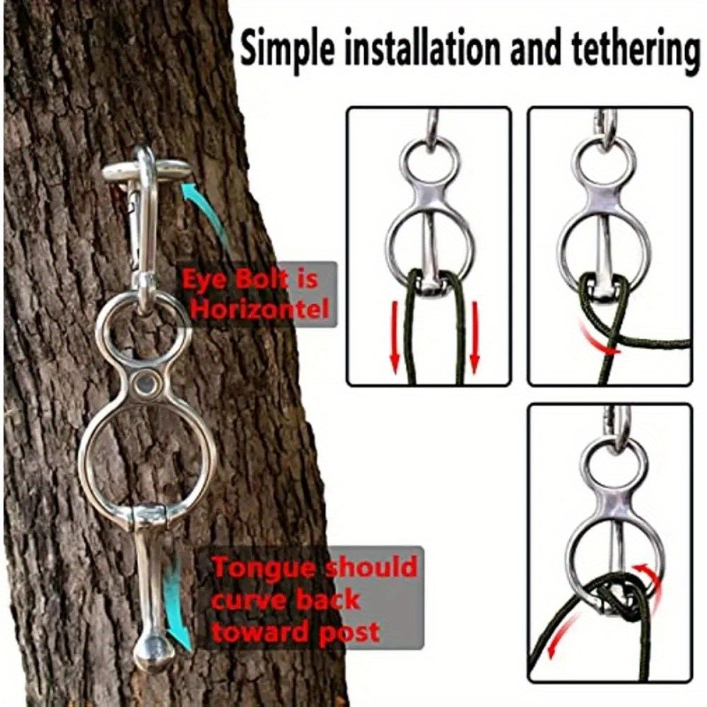 3pcs Stainless Steel Horse Tie Ring w/ Eye Bolts Safe & Durable Horse Tack