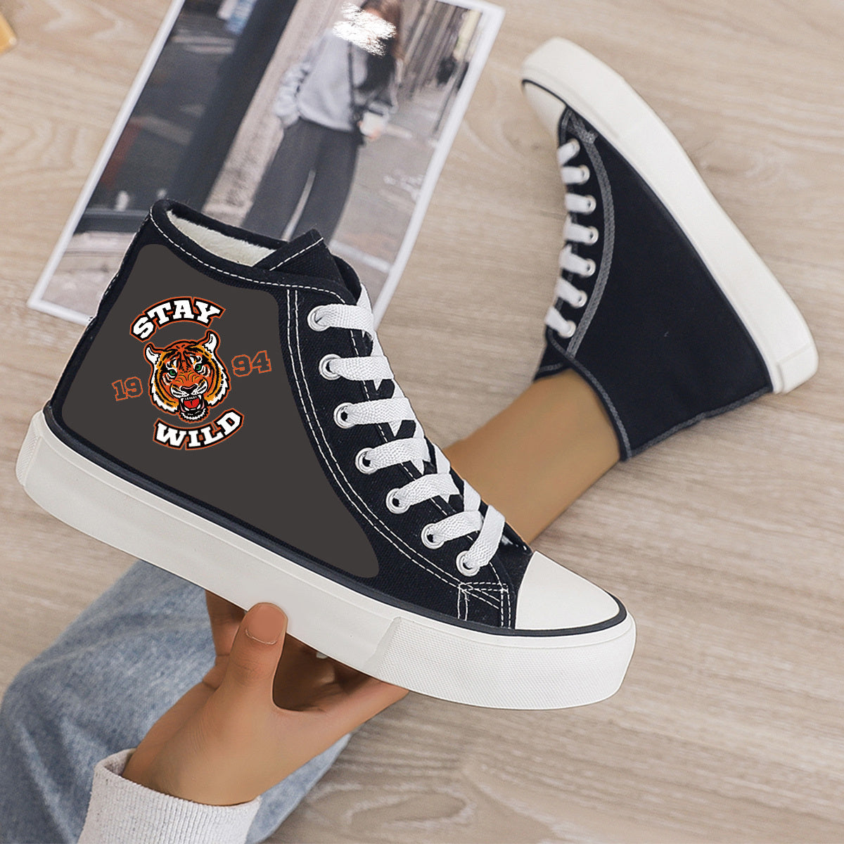 Stay Wild Plush Lined Thermal Chunky Canvas Sneakers
