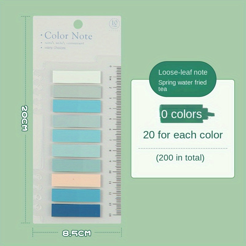 200 Sheets Morandi Clear Fluorescent Index Labels PET Flag Notes