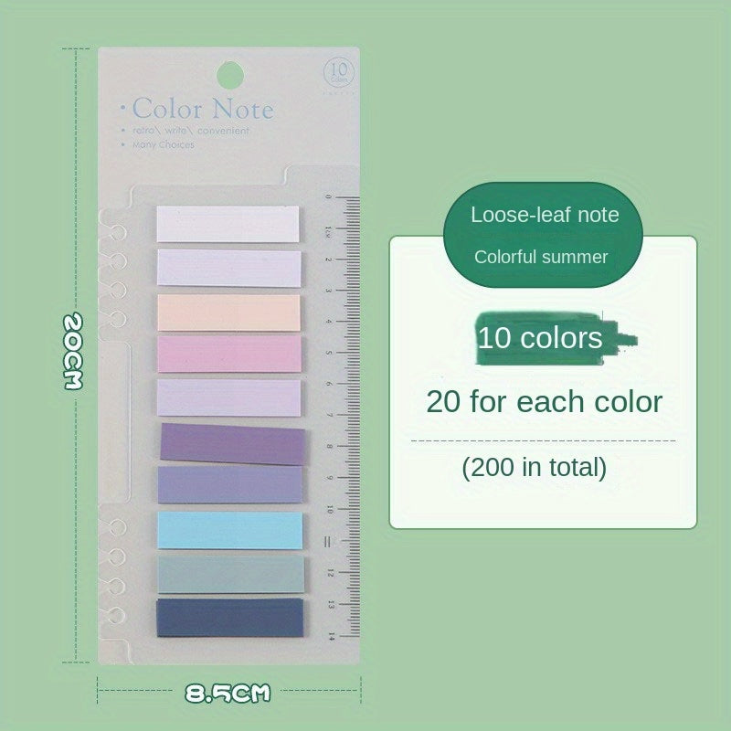 200 Sheets Morandi Clear Fluorescent Index Labels PET Flag Notes