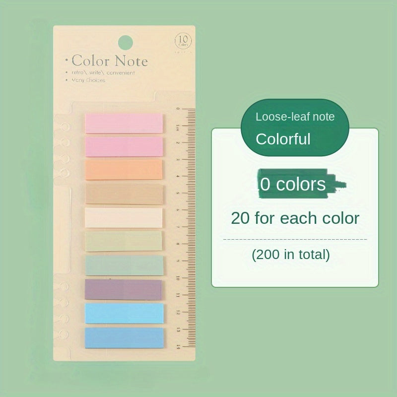 200 Sheets Morandi Clear Fluorescent Index Labels PET Flag Notes