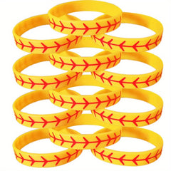 20pcs Silicone Baseball Bracelet Softball Bangle Cuff Wristband for Players
