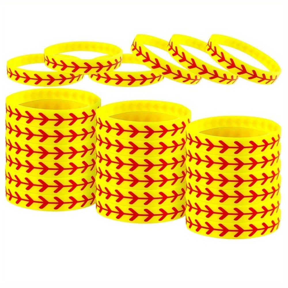 20pcs Silicone Baseball Bracelet Softball Bangle Cuff Wristband for Players