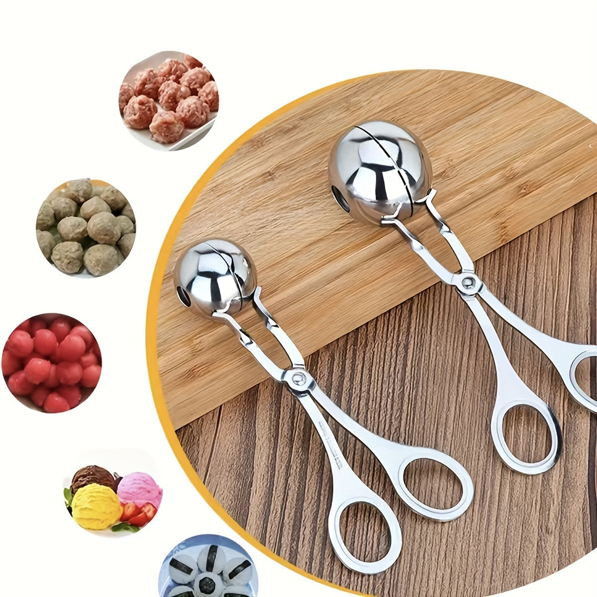 Stainless Steel Scissors Kitchen Gadgets Ice Cream Ball Clips