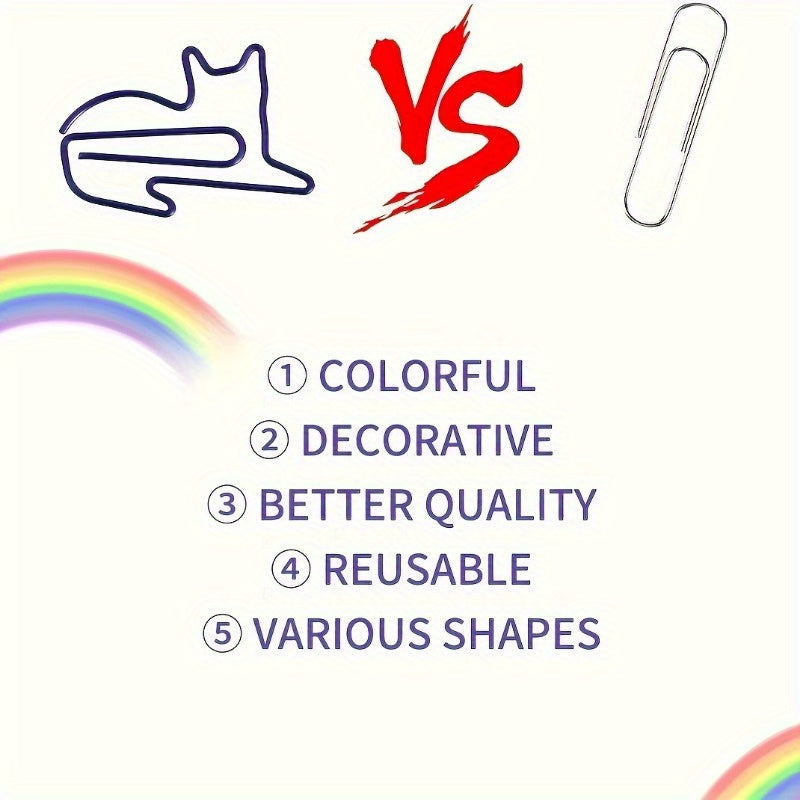 30pcs Cat Shaped Bookmark Clip Cartoon Animal Paper Clip Unique Spiral Clip